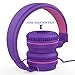 ELECDER i36 Kids Headphones Children Girls Boys Teens Foldable Adjustable On Ear Headphones 3.5mm Jack Compatible Cellphones Computer Kindle MP3/4 School Tablet Purple/Red