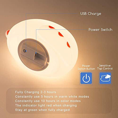 Kids Night Light Kitty Cat Silicone Lamp Soft Touch with Tap Control & Remote Rechargeable RGB Color Changing, Xmas Gift for Boys/Girls Infant Toddler - Thumbnail 4