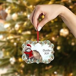 Sable Mask Ferret Christmas Ornament 2024