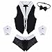FEESHOW Men's 4Pcs Maid Costume Outfit Bowtie Vest Boxer Briefs Handcuffs Set