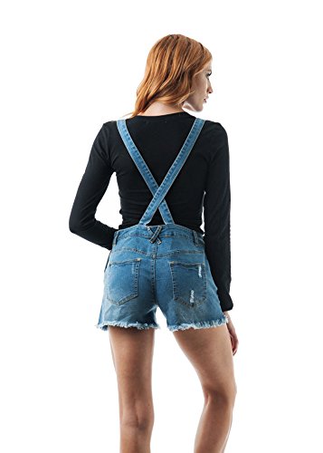 Denim Jean Distressed Overall Shorts (Small, Mediumblue )