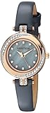 Armitron Women's 75/5542GMRGGY Swarovski Crystal Accented Rose Gold-Tone and Grey Leather Strap Watch