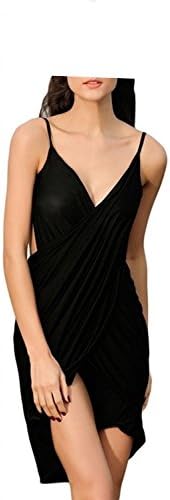 AAlisa Womens Beach Wear Cover Up Cotton Soft Sling Skirt Dress, Black