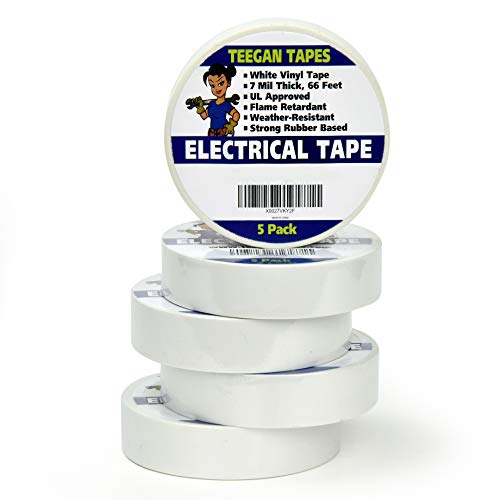 White Electrical Tape Vinyl Electric Tape (5 Pack) 7 mil Thick