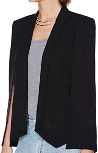 Jmwss QD Womens Loose Slit Sleeves Cloak Open Front Cape Blazer Suits