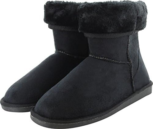Womens Fur Mid Calf Boots Low Fashion Shoes Faux Winter Warm Suede Sheepskin