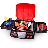 LBLA Pretend Play Food BBQ Playset Kitchen Toys with Light and Smoke Funny Grill Cooking Play Toy for Kids Toddlers