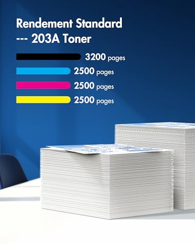 VIPGOOD 203A Toner Cartridges Compatible with HP 203A CF540A 203X Toner for LaserJet Pro MFP M281fdw M281fdn M280nw M254dw M254nw CF540A CF541A CF542A CF543A (Black Cyan Yellow Magenta, Pack of 4)