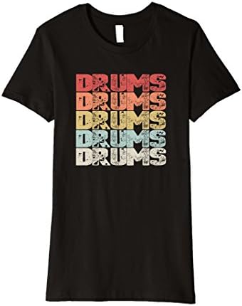 Womens Distressed Vintage Drums T-Shirt Small Black