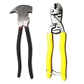 NUZAMAS 10 Inch Fencing Pliers and 8 Inch Mini Bolt and Wire Cutter Set, for Fence Pliers Multi Purpose Parrot Beak Head Plier Bolts Chain Cable Cutting
