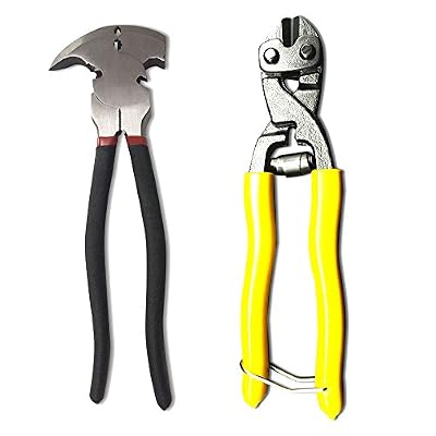 NUZAMAS 10 Inch Fencing Pliers and 8 Inch Mini Bolt and Wire Cutter Set, for Fence Pliers Multi Purpose Parrot Beak Head Plier Bolts Chain Cable Cutting