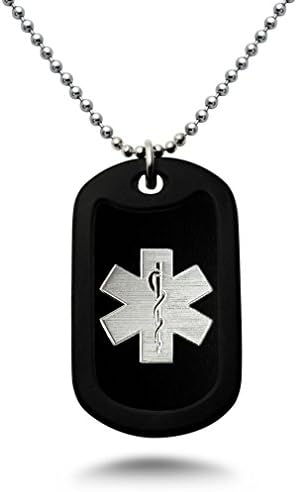 Carved LA Medical Alert ID, Personalized Custom Engraved Medical Alert ID Aluminum Dog Tag Necklace