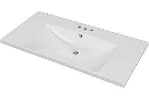 FINDEPOT 30" Ceramic Bathroom Vanity Sink Top, Modern White Vanity Top for cabinet with Triple Faucet Holes