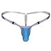 Agoky Men's Enhancing Bulge Pouch G-String Thongs Underwear Low Rise Breathable Bikini Brief T-Back Blue Medium (Waist 24.0
