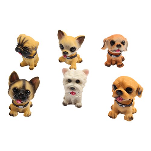 Cute Dog Bobblehead Doll Car Accessories Dashboard Decorations Car Home Office Ornaments 6 Pcs