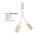 2 in 1 Lightning Adapter for iPhone 7 / 7 Plus, KINGBACK Lightning Charger and 3.5mm Earphone Jack Cable Adapter [No Music Control] for iPhone 7/7 Plus/6s/6/5s/5 - Gold