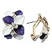 Navachi 18k Gold Plated Crystal White Purple Enamel Leaves Flower Omega Earrings