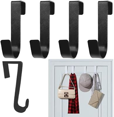 Paquete de 5 Ganchos De Puerta, Ganchos de Acero Inoxidable a Prueba de Agua,Ganchos Para Gabinetes y Armarios, Para Salas De Estar, Baños, Cocina, Toallas, Ropa, Sombreros, Abrigos, Bolsas Negro
