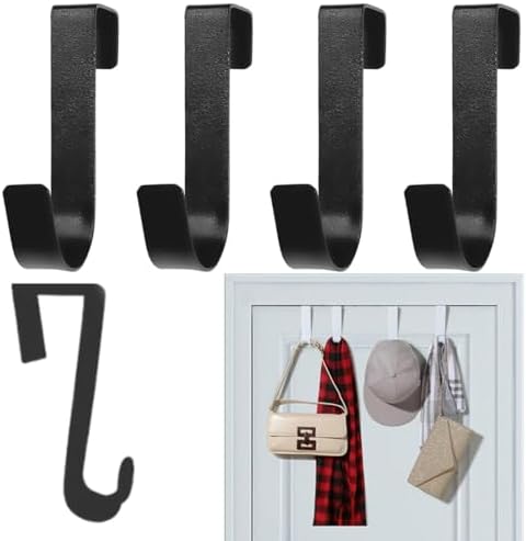 Paquete de 5 Ganchos De Puerta, Ganchos de Acero Inoxidable a Prueba de Agua,Ganchos Para Gabinetes y Armarios, Para Salas De Estar, Baños, Cocina, Toallas, Ropa, Sombreros, Abrigos, Bolsas Negro