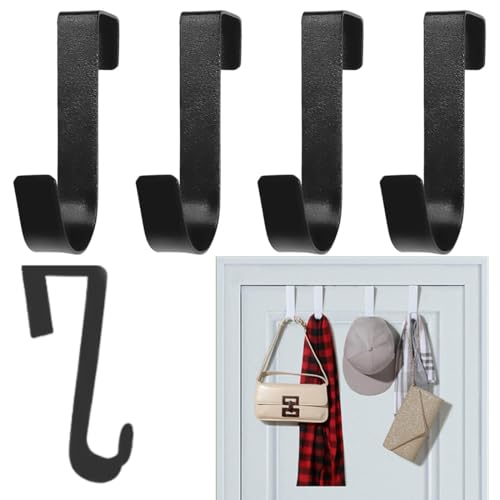 Paquete de 5 Ganchos De Puerta, Ganchos de Acero Inoxidable a Prueba de Agua,Ganchos Para Gabinetes y Armarios, Para Salas De Estar, Baños, Cocina, Toallas, Ropa, Sombreros, Abrigos, Bolsas Negro