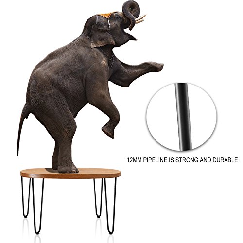 3S 16" Two-Rod Heavy Duty Hairpin Legs 1/2" Set of 4 Table Legs, Satin Black, Metal Legs, Screws Included
