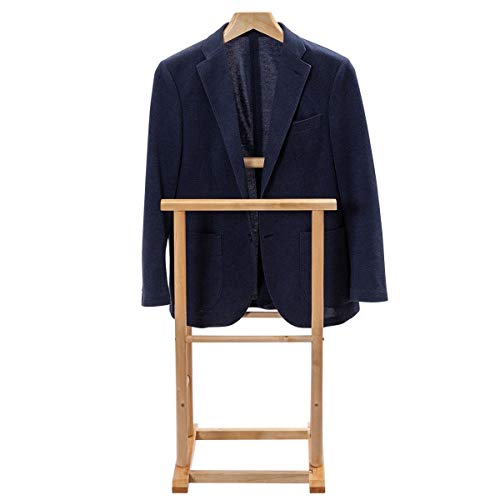 USA_BEST_SELLER Men's Valet Executive Coat Clothes Stand Rack Hanger Functional Double Suit Shelf (Oak)