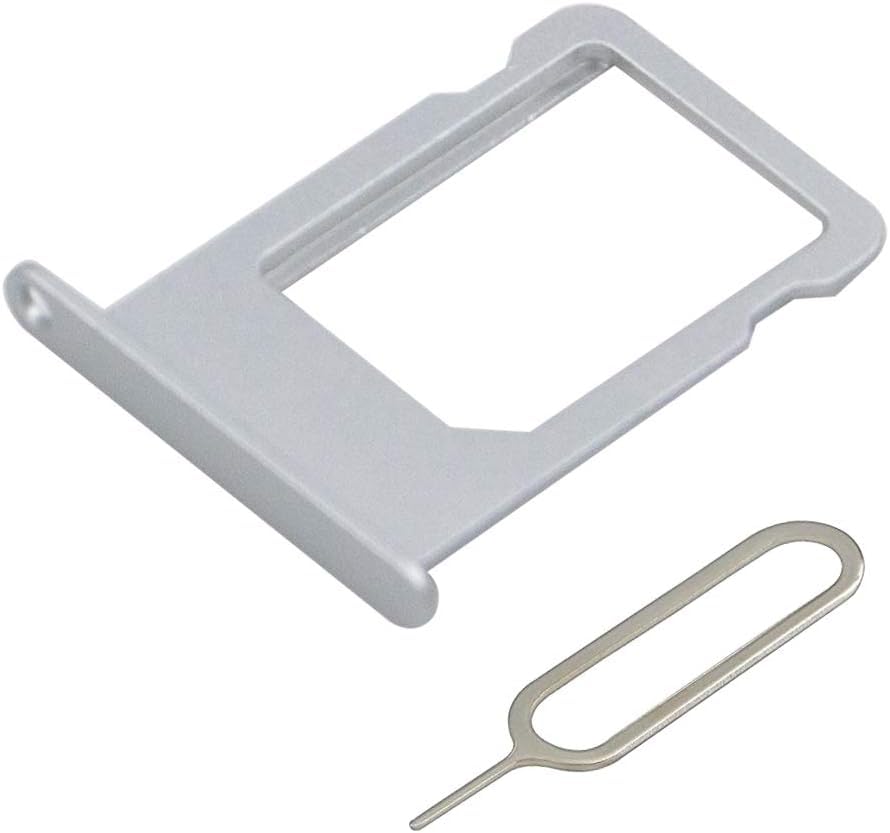 MMOBIEL SIM Card Slot Tray Holder Replacement Compatible with iPhone 5S/SE 2016 Incl. SIM Pin - Silver
