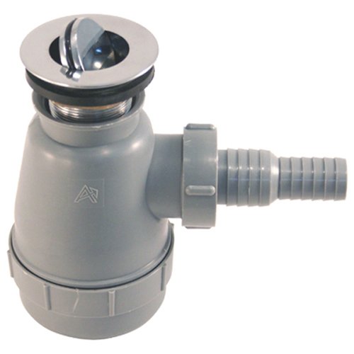 Ambassador Marine No Overflow Sink Drain with 1 1/2-Inch Flip Stopper, Chrome Finish, 3/4-Inch and 1-Inch Hose Barb