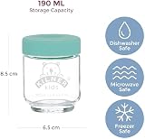 Kilner Kids Glass Baby Jars 6x190ml with Airtight Lids Purple Yellow Turquoise view 2
