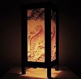 Thai Vintage Handmade Asian Oriental Thai Royal Bengal Tiger Bedside Table Light or Floor Wood Paper Lamp Shades Home Bedroom Garden Decor Modern Design from Thailand
