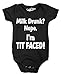 Crazy Dog T-Shirts Baby Milk Drunk Nope Funny Infant Creeper 6 Months Hilarious Bodysuit (Black) 6 Months