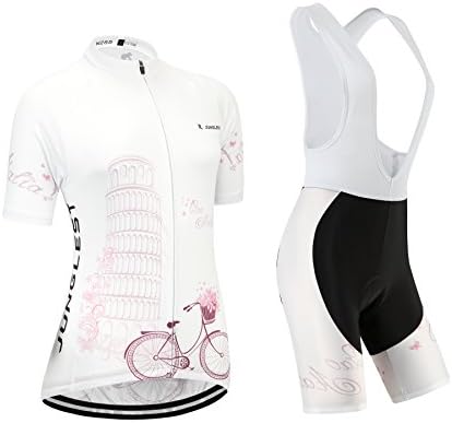 (General pad)(Type:Set(White Bib) size:L) Women Sleeve perspiration Fashion Cycling Short breathable Jersey performance windbreaker vest Jerseys