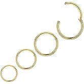 KREZIP Gold Nose Ring Hoop 16G 18G 20G 316L Stainless Steel Hinged Nose Ring Septum Rings Cartilage Daith Tragus Helix Hoop Earrings Hypoallergenic Body Piercing Jewelry for Women Men Girls