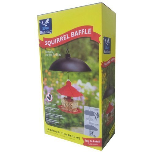 Blue Bunting Squirrel Baffle, Helps Keep Squirrels Away From Bird Feeders, Pole Mount Hardware & Hanging Hook Included