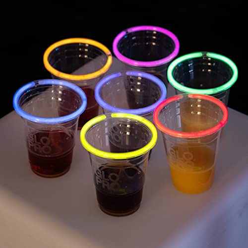 Glo Pro NEON GLOWING PARTY CUPS 16 oz LED Blacklight Multi Color Light Up Cups Blacklight Party Glow Sticks Glow Party Glow In The Dark Party Decorations Party Supplies