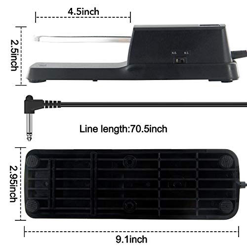 MIMIDI MSP02 Sustain Pedal for Keyboard Digital Piano Foot Damper Pedal with Reverse Switch (MSP02) - Thumbnail 6