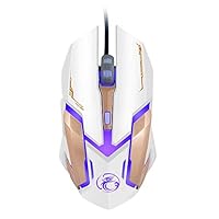 Lyntop Wireless Keyboard and Mouse Gaming Mouse Wired with Four-Color Breathing Backlight 2400 DPI 6 Buttons Ergonomic Gaming Mouse for PC (Color : White)