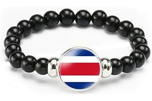 vmcoatdu National Flag Bracelet Elastic Rope Beaded Bracelet Support Your Country Travel Souvenir Gifts for Men Women