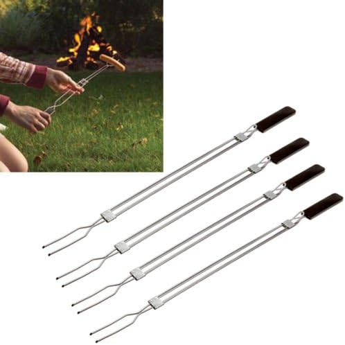 Marshmallow Hot Dog Roasting Fork Set of 4 Sticks Extendable Smores Campfire