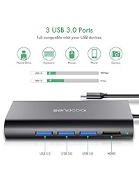 Adaptador USB C Hub, ultra compacto tipo C Dongle compatible con MacBook Pro, Chrome Pixel, HP, Dell XPS con 4 K HDMI, USB 3.0, 1000 Mbps puerto Ethernet, USB C suministro de energía, lector de tarjetas SD TF