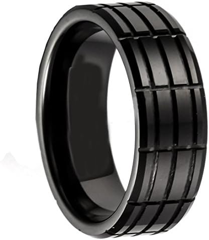 EnvyJ Cube Black 8MM Tungsten Carbide Mens Wedding Band Ring in Comfort Fit 12