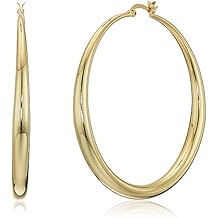 14K Gold Plated 60MMx5MM Polished Hoop Earrings Click Top