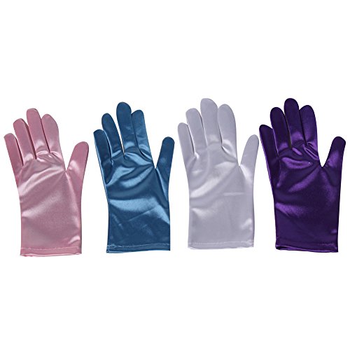 Girls Princess Gloves 4 Pack, Purple, Pink, Blue and White