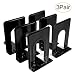 Metal Bookends, Book Ends Economy Universal Nonskid Heavy Duty Bookends Shelves Office Black 6.69 x 4.9 x 4.3in,3 Pair/6 Piece
