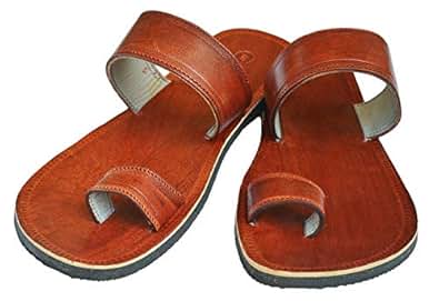 Amazon.com | Handcrafted Luxury Men Biblical Leather Sandals Jesus Sandals Brown Finger Style 