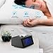 LATME-Alarm-Clock-Radio-for-Heavy-Sleepers W Dual Alarms,3.2'' Digital Display and Dimmer,7 Alarm Sounds,Snooze,2 USB Ports,Bedside FM Radio Clocks with Temp for Bedrooms/Kitchen/Office (Black-Blue)