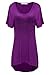 Meaneor Women's Casual Loose Short Sleeve High-Low Hem T-shirt Tee Purple XL