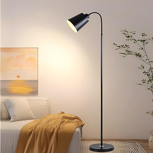 Beauenty Floor Lamp for Living Room,Modern Minimalist Floor Lighting,Adjustable Modern Floor Lamp with 3-Color Dimmable E27 Socket for Living Room,Bedroom & Office,Space-Saving Design(Black)