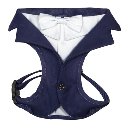 Croci Ceremony Groom Male Dog Harness for Weddings, Tuxedos for Dogs, Adjustable, Blue, XS/30-39cm