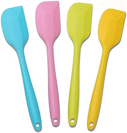 Silicone Spatula Set, 4 piece 446 degrees F Heat Resistant Baking Spoon & Spatulas, Ergonomic Easy to Clean, Seamless One-Piece Design, Non stick, Easy Clean, Colorful